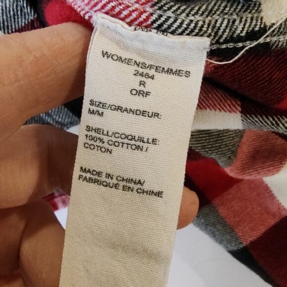 Woolrich Red/White/Black Cotton Button Down Long Sleeve Flannel Top Size Medium - Picture 7 of 8